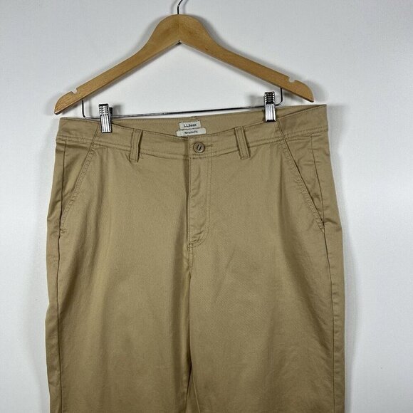 L.L Bean Lakewashed Chino Favorite Fit Pants women's size 14 Tan Workwear Office - Picture 3 of 10